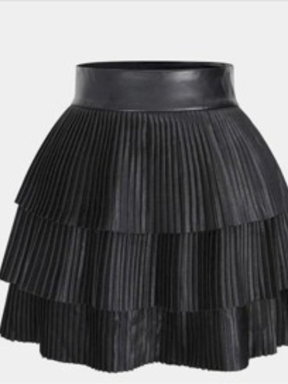 Satin Finish Pleated Layered Skirt